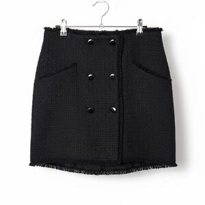 Black Maeve by anthropology tweed mini wrap skirt